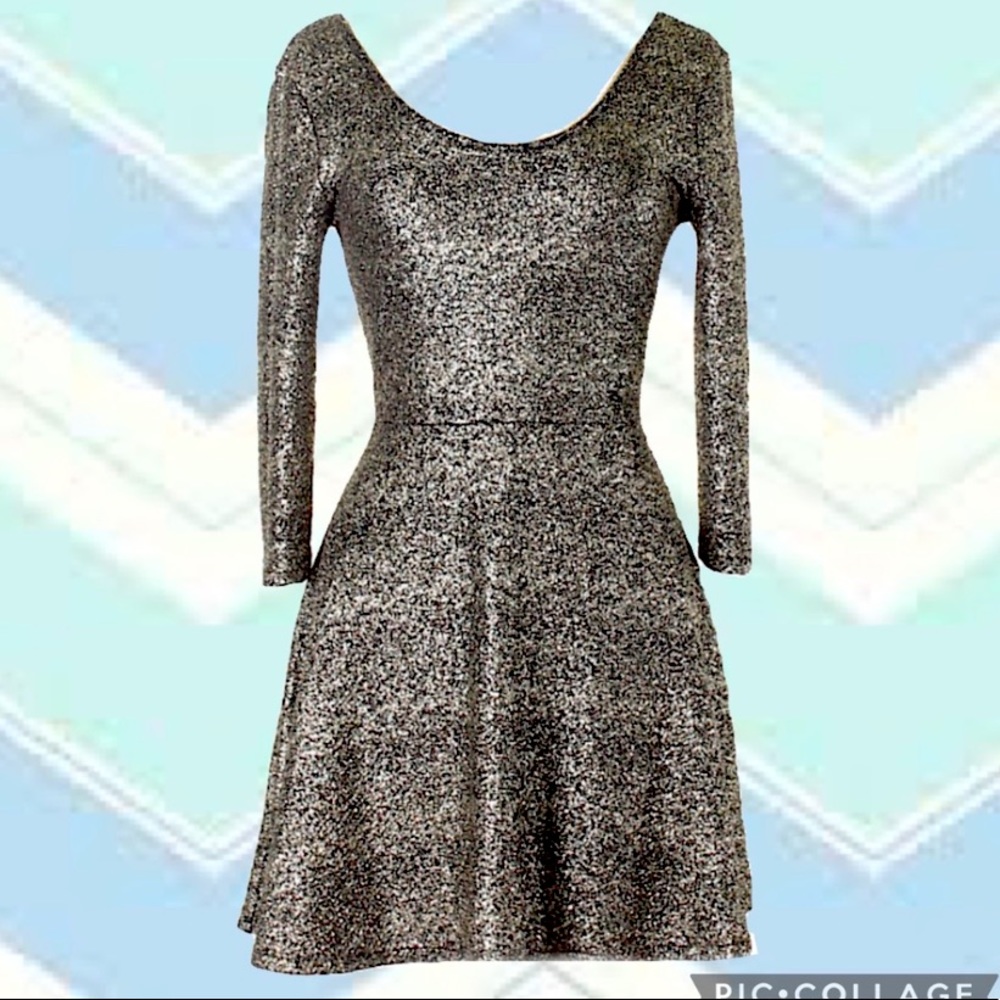 NWOT Bethany Mota Women's Black & Silver Granite Cocktail Dress